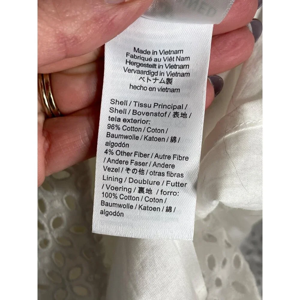 NWT J.Crew Button-Front Sleeveless Midi Dress White Cotton Summer Eyelet-sz 10 P